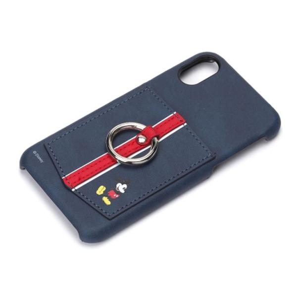 スマホケース カバー ミッキーマウス PGA iPhoneX用 ハードケース ネイビー ポケット＆リ...