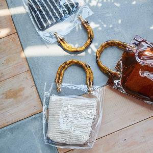 バッグ ハンドバッグ クリアバッグ バンブー ペーパーポーチ付き