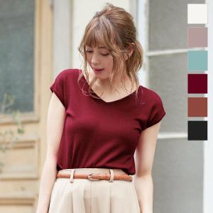 サマーニット トップス Vネック 体型カバー レディース