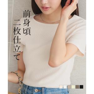 Tシャツ レディース 半袖 夏 40代 50代 リブ Vネック 透けにくい S L C3654｜神戸レタスKOBELETTUCE