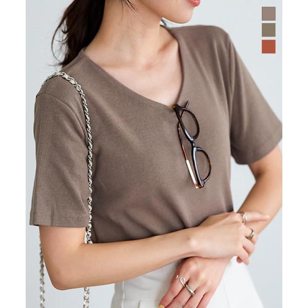 細リブ 選べる2タイプ前身二重半袖Tシャツ レディース 20代 30代 40代 C3654 前身二重...