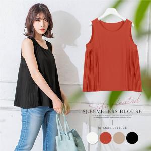 ブラウス レディース ノースリ トップス サイドプリーツ