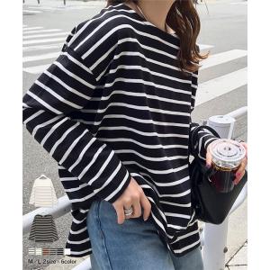 カットソー レディース トップス ゆったり ボーダー