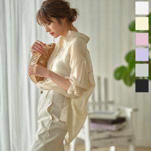 シャツ シアーシャツ 透け感 長袖 オーバーサイズ ゆったり