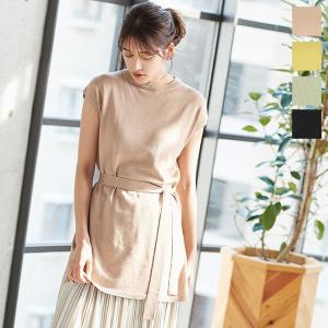 ニット レディース トップス ノースリーブ スリット