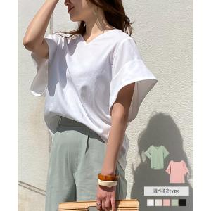 ブラウス リネンタッチ Vネック ゆったり 涼しい 半袖