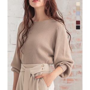 秋トップスセール ニット トップス バルーンスリーブ