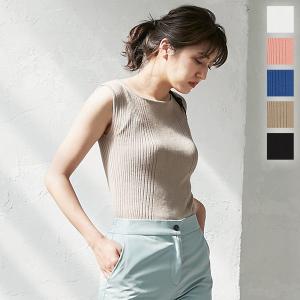 ニット ノースリーブ サマーニット リブ 大人カジュアル