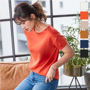 Tシャツ カットソー 半袖 夏 前身二重 袖タック 透けにくい