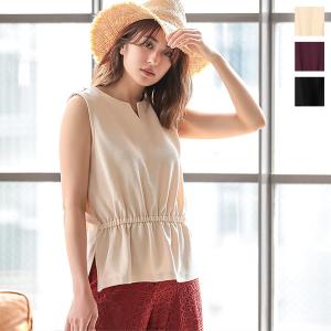 ブラウス ノースリーブ ジョーゼット キーネック