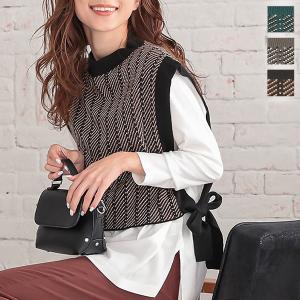 ベスト ニットベスト レディース トップス 秋 ジャガード