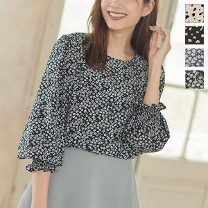 ブラウス レディース トップス７分袖 秋 ギャザー バルーンスリーブ