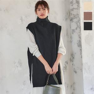 ニット ベスト レディース 秋冬 レイヤード ハイネック