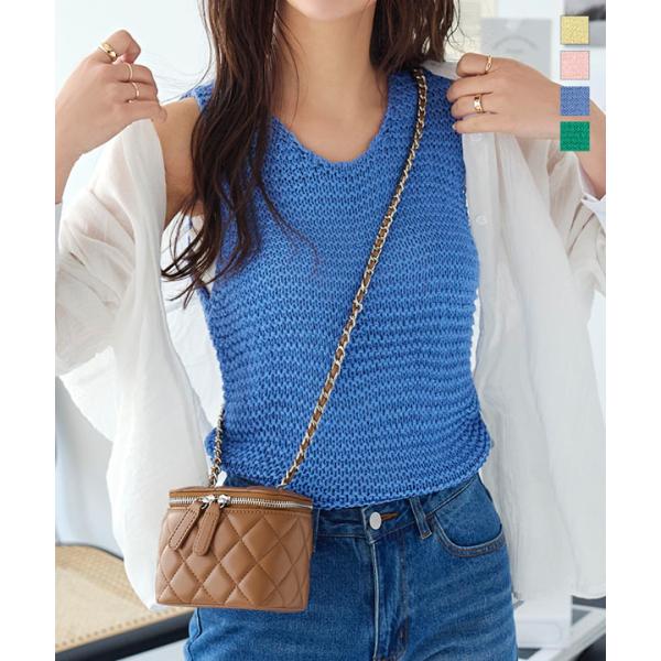 ニット レディース トップス 夏 サマーニット ノースリーブ アメスリ 編地 ミドルゲージ リラクシ...