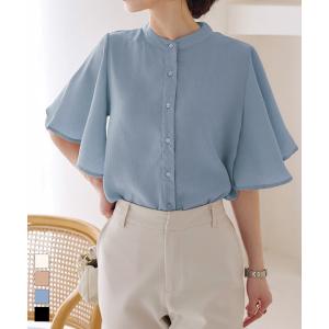 ブラウス レディース 夏 トップス 半袖 シャツ フレアスリーブ