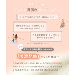 発熱リブニットトップス レディース 長袖 フィ...の詳細画像4
