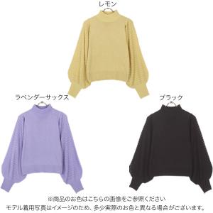 シアーチェックスリーブニット モックネック レ...の詳細画像1