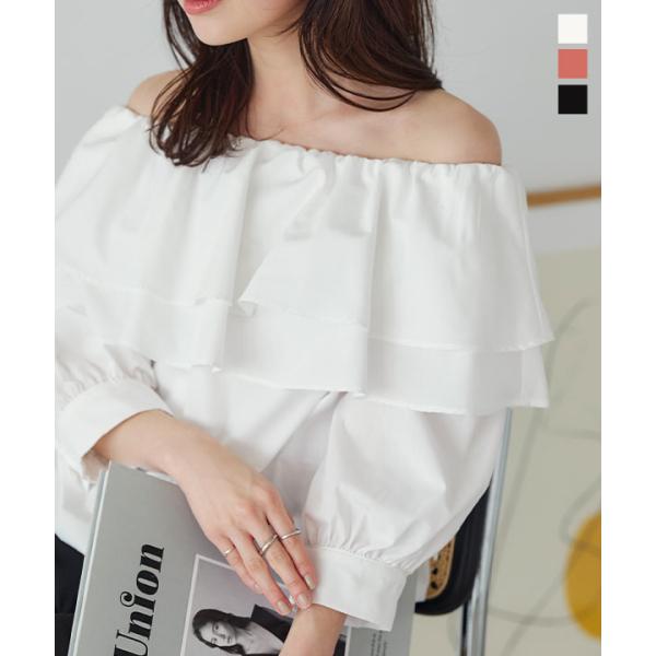 ブラウス シャツ レディース 夏 5分袖 オフショルダー ぽわん袖 夏 C6741