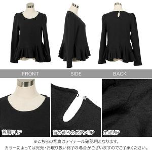 ペプラムトップス 長袖 トップス レディース ...の詳細画像2