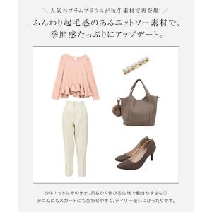 ペプラムトップス 長袖 トップス レディース ...の詳細画像4