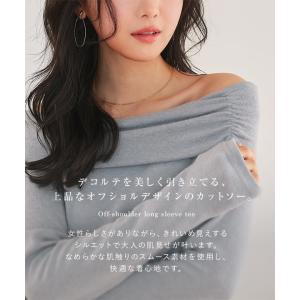 Tシャツ 長袖 レディース ロンT オフショル...の詳細画像4