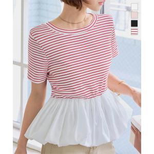 Tシャツ 半袖 レディース 40代 ペプラム 白...の商品画像