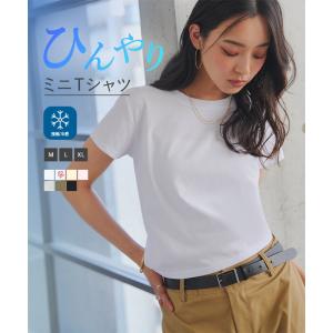 Tシャツ レディース 接触冷感 半袖 ミニT 丸首 L XL ベーシック コンパクト 短丈 C7912