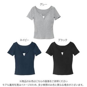 カップ付き tシャツ ヘンリーネック 半袖 ト...の詳細画像1