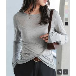 シアートップス 長袖 トップス レディース 40代 上品 ロンt シアー カットソー tシャツ テンセル C8003