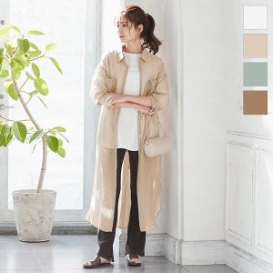 ロングシャツ シャツワンピース シアーシャツ 透け感 サイドスリット ロング丈 ウエストリボン レディース ワンピース E2391