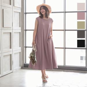 ワンピース マキシワンピース レディース カットソー 夏 ミディアム丈 マキシ丈 綿 コットン E2491