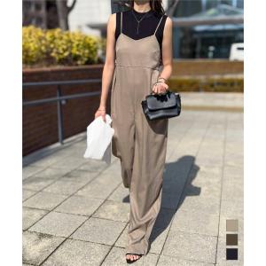 サロペット レディース キャミサロペット 40代 カーブパンツ 50代 オールインワン 体型カバー 60代 E3438