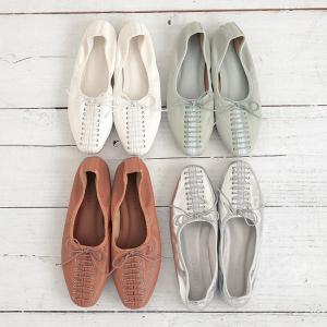 パンプス レースアップ ギャザー 靴 シューズ フラット