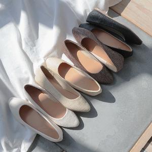 パンプス レディース シューズ ポインテッドトゥ ラタン調