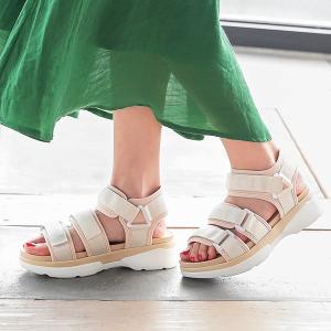 サンダル スポサン ベルト ウェッジソール 厚底 マジックテープ スポーティー アウトドア レディース シューズI2068