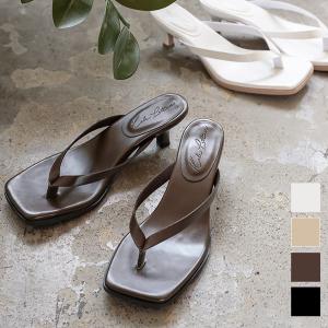 サンダル ヒール ミュール スクエアトゥ トングミュール