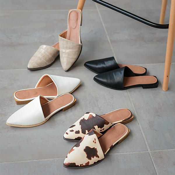 ミュール サンダル レディース シューズ フラット アシンメトリー ポインテッドトゥ きれいめ I2...