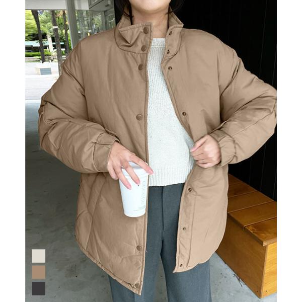 中綿コート 中綿ジャケット レディース アウター 冬 ショートダウン ホワイト スタンドカラー 30...