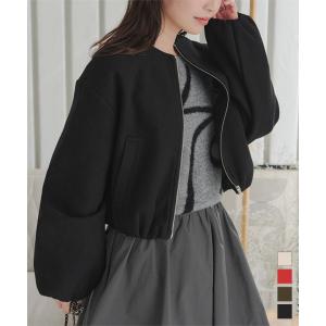 ブルゾン レディース 50代 ショート丈 コート アウター ノーカラージャケット コーデ 40代 長袖 K1344