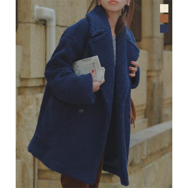 コート レディース 長袖 秋 冬 ボアコート 高見え ビッグカラー アウター ボア ミドルコート 大...