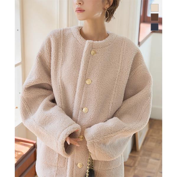 セール ボアコート レディース ムートンコート リバーシブル アウター 40代 ムートンジャケット ...