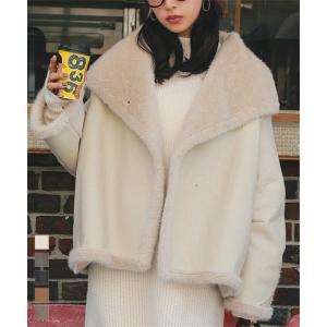 コート アウター ブルゾン レディース 秋 ムートンコート ファー 裏地 ムートン フェイクレザー 30代 40代 K1401送料無料