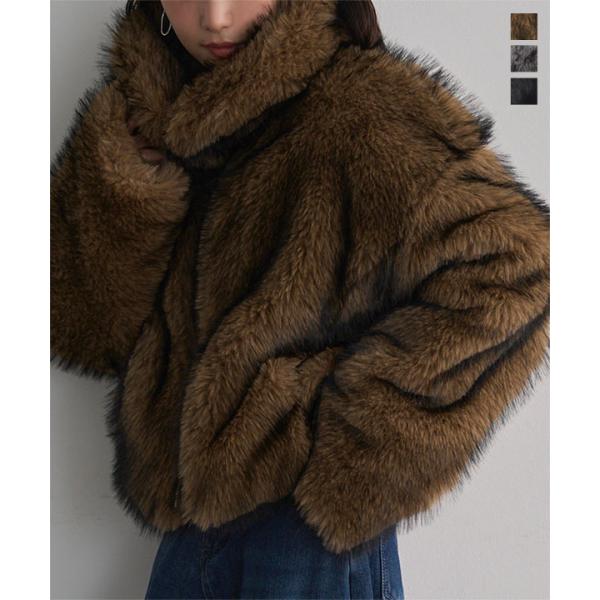 アウター レディース 秋冬 40代 50代 ファーコート ブルゾン ダブルジップ ショート丈 K14...