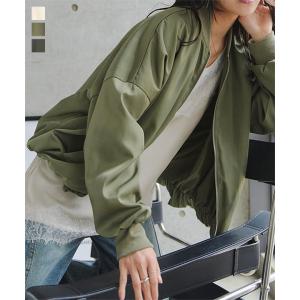 アウター レディース ブルゾン 春 40代 裾バルーンジップブルゾン 羽織り MA-1 カーキ ライトアウター K1433