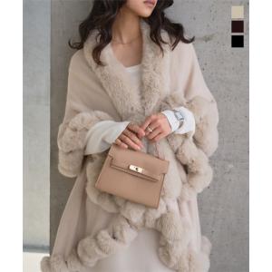 日替わりセール アウター レディース ケープコート 40代 50代 ファーポンチョ フェイクファー マントコート ジレ ベスト K1434送料無料