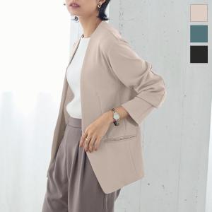 ジャケット レディース アウター 羽織り ストレッチ シンプル ベーシック きれいめ オフィス ノーカラー K831
