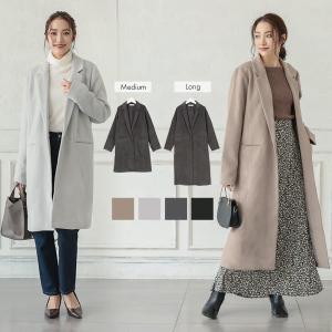 レディース ロング ミディアム 冬 シンプル コート アウター