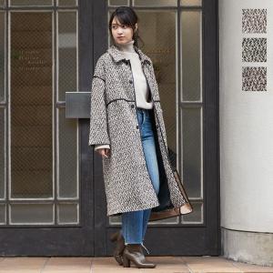 アウター コート ロングコート パイピング ツイード