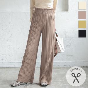 ワイドパンツ レディース ボトムス ゆったり プリーツ