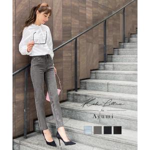 岡部あゆみさんコラボ デニムパンツ レディース スリム ストレート 40代 50代 30代 ストレッチ M3471